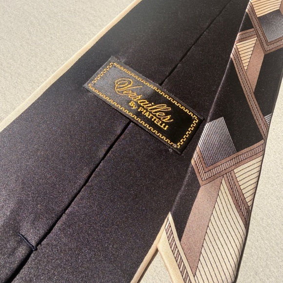 Piattelli Black and Brown Geometric Tie - Picture 2 of 4